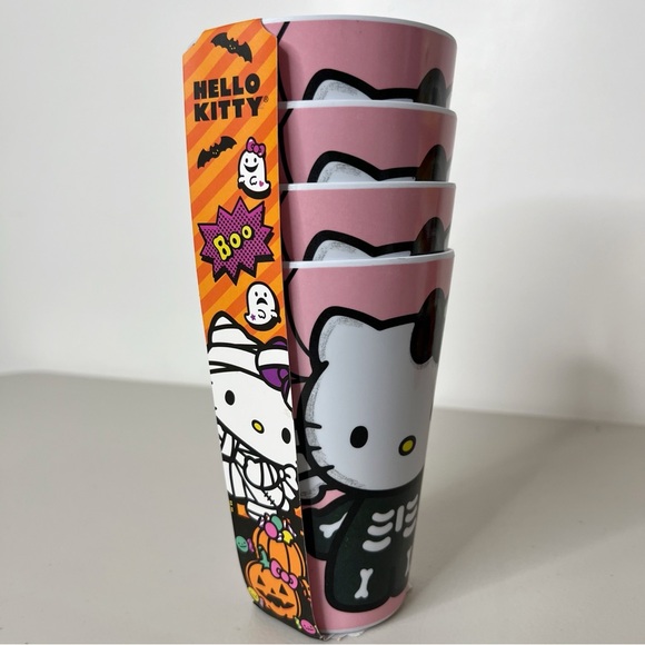Hello Kitty Halloween Pink Skeleton Cups Set of 4 - Picture 2 of 5